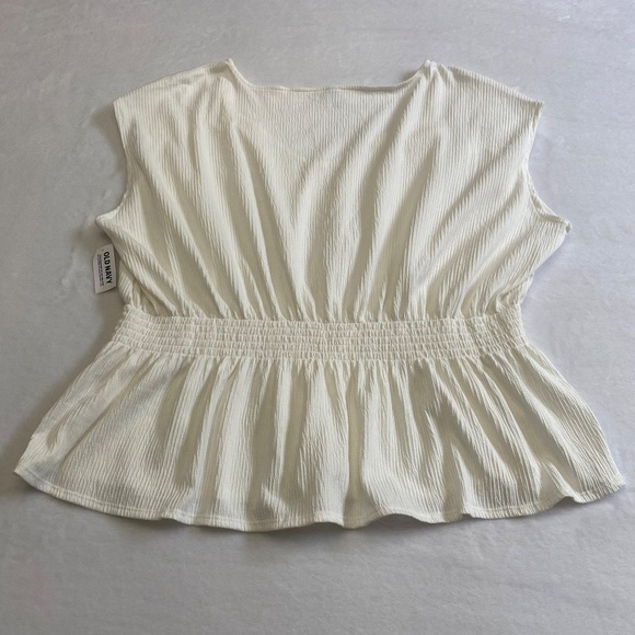 Old Navy Crinkle Smocked Waist, Short Sleeve Blouse, Sea Salt (Ivory), XXL NWT - Picture 5 of 13